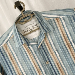 Tommy Bahama 100% Linen Relax Long Sleeve Shirt Men’s Medium Striped - Picture 1 of 5