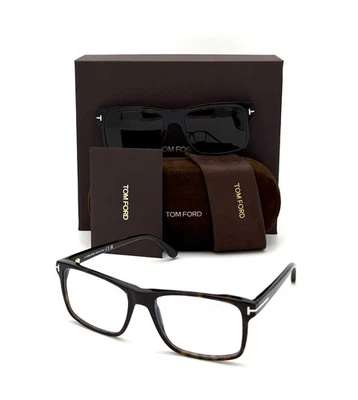 Tom Ford FT5682-B  052 Havana / Clear Blue Block + Brown Clip-on 54mm Eyeglasses - Image 1 of 4