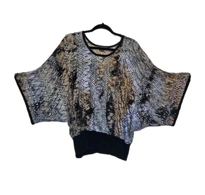 Vtg Karen Kane Knit Lace Kimono Batwing Slouchy Tie Dye Boho Blouse M - Image 1 of 4