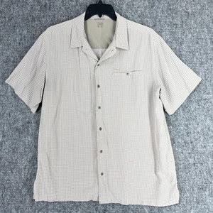 Camicia Columbia Uomo Extra Large Beige Plaid Bottoni Omni Shade Casual Rotta in - Foto 1 di 10