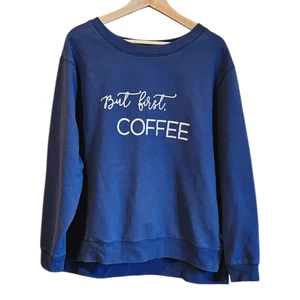 Sudadera But First Coffee azul para mujer XLarge - Imagen 1 de 6