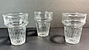 Set of 3 Libbey “Ice-Cream Cone” Dessert Glasses – Clear Pressed Glass – Vintage - Picture 1 of 9