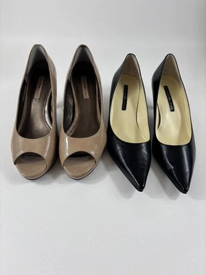 Bandolino 2 Pair Womens Heels Patent Nude Peep Toe & Black Kid Closed Toe Sz 7M - Image 1 of 4