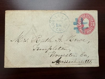 ERROR US Cover U58 to Worcester MA, Fancy Cancel & Los Angeles Spelling E with O - Image 1 of 4