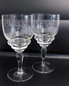 2x Vintage klare florale geätzte Wasserkelche / Weingläser 200ml - Bild 1 von 7