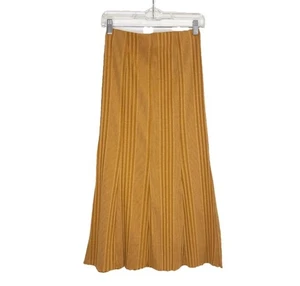 Zara Ribbed Knit Mustard Yellow Maxi Skirt Sz S - Picture 1 of 13