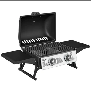 Outsunny Portable Tabletop Gas Barbecue Grill with Thermometer, Black - Picture 1 of 2