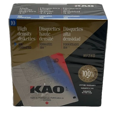 Paquete de 10 discos en blanco KAO MF2HD 3,5" MF2HD sellados de fábrica ENVÍO RÁPIDO Foto 1 de 4