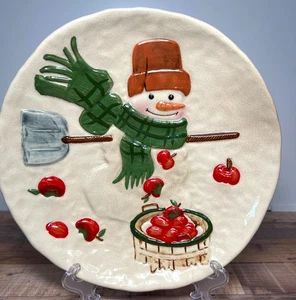 PIATTO CERAMICA VINTAGE HALLMARK MITFORD MAX PUPAZZO DI NEVE mele Natale - Foto 1 di 5