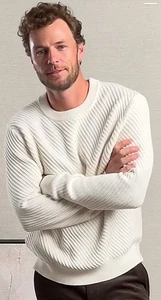 Herren Haggar Rundhalsausschnitt elfenbeinfarben schräg genäht Pullover Gr. XL neu mit Etikett UVP $ 70 - Bild 1 von 2