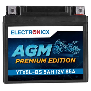 Electronicx AGM Motorradbatterie YTX5L-BS 12V 5Ah Rollerbatterie CTX5L-BS GTX5L- - Bild 1 von 6