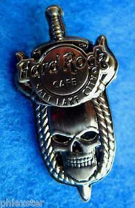 SALT LAKE CITY *CUERDA DAGA ESPADA* SERIE CALAVERA PLATEADA Hard Rock Café PIN LE - Imagen 1 de 1