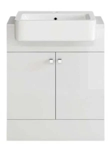 Bathroom Cabinet Vanity Unit Sink Basin Storage 660mm Gloss White Deep Furniture - Picture 1 of 6