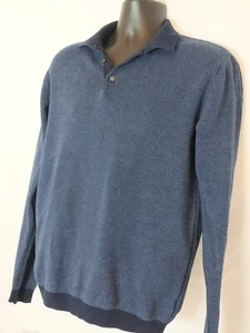Next - Men's Blue 3 Button Cotton Sweater, UK Medium - Picture 1 of 5