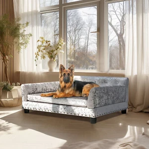 Sofá sofá cama elevada de terciopelo para mascotas de lujo de alta resistencia para S M L XL XXL - Imagen 1 de 26