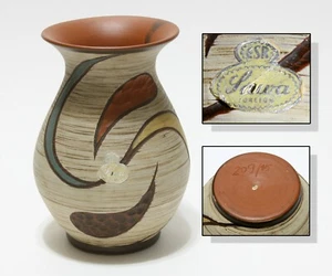 Vintage Carved Pottery Vase Mid Century Modern Laura ESR Foreign 209/45 Redware - Picture 1 of 9