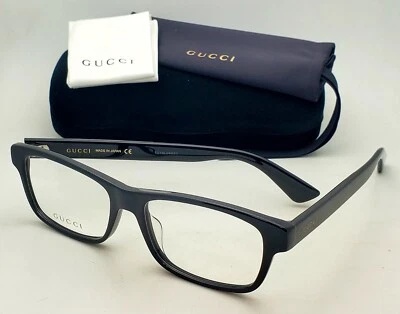Новые прямоугольные очки для чтения GUCCI GG0006OAN 001 55-17 в черной оправе - Изображение 1 из 4