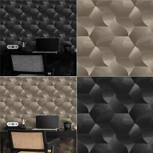 Erismann 3D Geometric Metallic Geo Textured Hexagon Wave Wallpaper Feature Wall