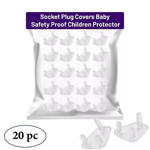 Socket Safety Cover Baby Child Proof Protection Guard CLEAR 3 Pin UK 20pk - Picture 1 of 12