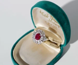Burma Ruby & White Sapphire Cocktail Ring, 3.79 CTW 10K White Gold - Picture 1 of 10
