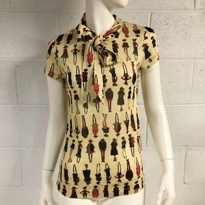 Love Moschino Printed Ladies Tie Neck Knit Top Women's Size US 4 - Picture 1 of 8