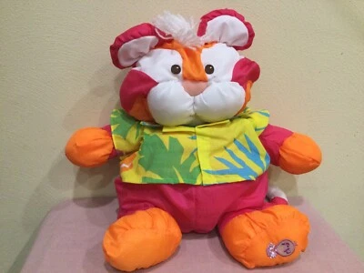 VTG. 1987 FISHER PRICE WILD THINGS PUFFALUMP TIGER BRIGHT PINK, ORANGE  W/SHIRT - Image 1 of 4