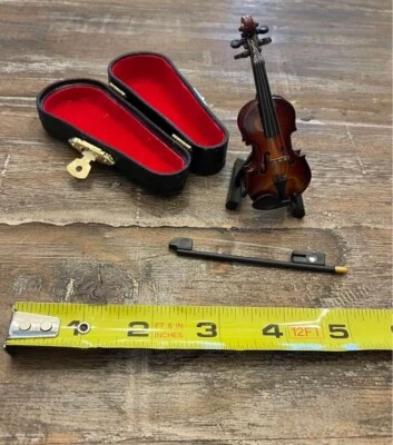 Miniatura de casa de muñecas Miniatura de 3" para llorar VIOLÍN pequeño más pequeño del mundo Foto 1 de 3