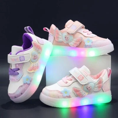 MARKENLOS Disney Kinder Mädchen LED Schuhe Elsa Prinzessin Sneaker Eiskönigin Turnschuhe