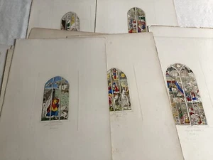 Ten 1845 Stained Glass Windows Hand Colored Etchings By J.G. Waller, London - Picture 1 of 21