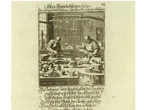 IL PESATORE 1 incisione su rame originale di Weigel 1730 circa - Foto 1 di 4