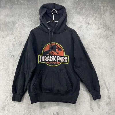 Universal Studios Jurassic Park Sudadera con Capucha Para Hombre Pequeña Negra Película Canguro Bolsillo Foto 1 de 4