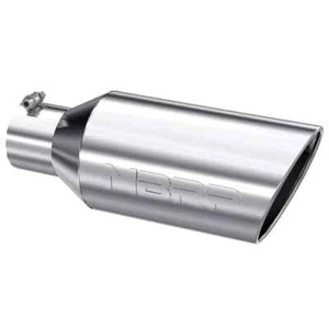MBRP T5126 Stainless Steel Angled Rolled End Round 4 inch Universal Exhaust Tip - Picture 1 of 2