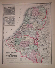 Original 1855 Colton Atlas Map ~ HOLLAND - BELGIUM ~ (14x17) -#1298