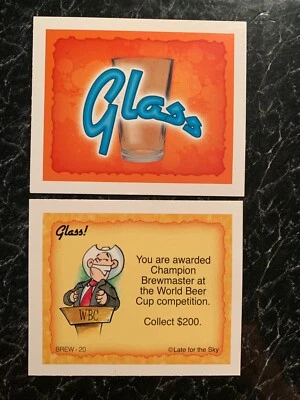 Monopoly   BREWOPOLY  Glass Card  YOU ARE AWARDED CHAMPION BREWMASTER   Card #20 - Image 1 of 2