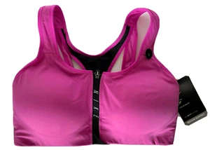 NEW! NIKE PRO [S] Women ZIP Medium Support Gym/Run Sports Bra-Magenta 858429-531 - Picture 1 of 2