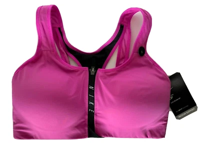 NEW! NIKE PRO [S] Women ZIP Medium Support Gym/Run Sports Bra-Magenta 858429-531 - Image 1 of 2