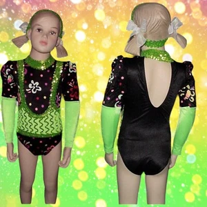 Outrageous LIME Child X-Small Dance Costume Leotard & Headband ONLY Jazz & Tap - Picture 1 of 10