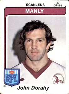 1980 MANLY SEA EAGLES SCANLENS RUGBY LEAGUE CARD #49 JOHN DORAHY - Picture 1 of 2