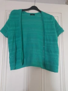 Womens Short Green Cardigan Size 12 . Open No Buttons - Picture 1 of 5