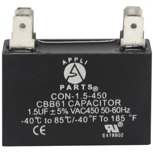 Appli Parts Fan motor Capacitor 1.5 mfd (microfarads) uf 450VAC CBB61 with 4 Ter - Picture 1 of 7