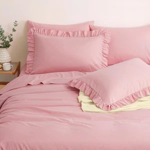 Dusty Pink Ruffle Sheets Full Size 6 Piece, Fits 16" Deep Mattress, Microfibe... - Bild 1 von 7
