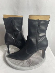 Franco Sarto L-Avana Black Pointed Toe Heeled Ankle Boots 11M Chic Classic - Picture 1 of 14