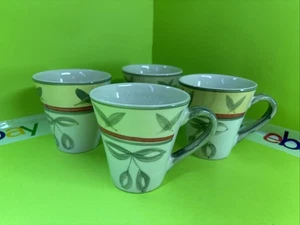 "4 tazas de café BASIQ pintadas a mano con patrón natural 4x4""" - Imagen 1 de 7