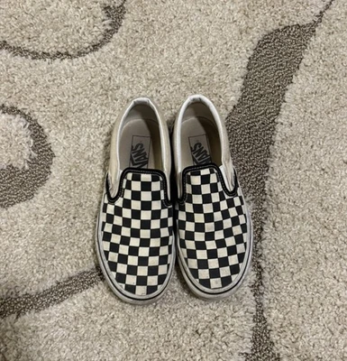 Zapatillas sin cordones Vans blancas y negras a cuadros para hombre talla 6 para mujer talla 7,5 Foto 1 de 4