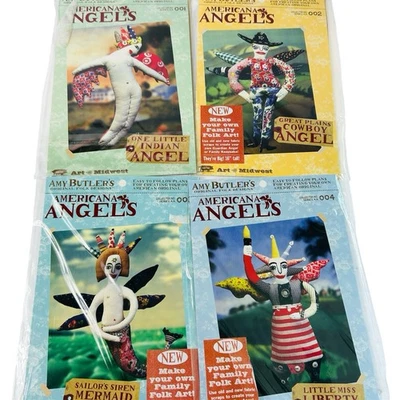 Amy Butler Americana Angels Folk Art Pattern Lot of 4 Cowboy Mermaid Liberty NEW - Image 1 of 4
