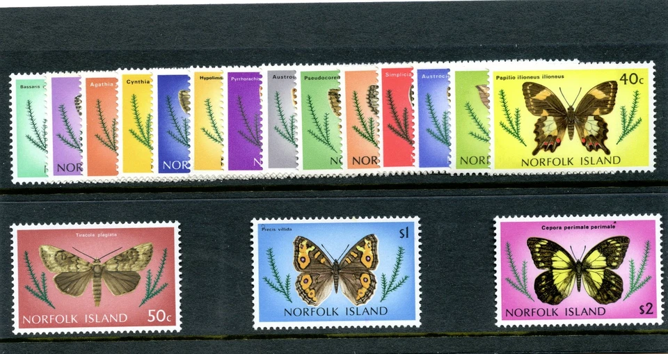 Norfolk Island 1976 QEII 'Butterflies' set complete MNH. SG 179-205. Sc 201-217. - Image 1 of 1