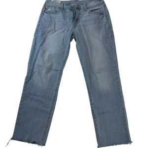 Gap Damen Girlfriend Mid Rise Straight Leg Blue Denim Jeans 28/6R Raw Hem - Bild 1 von 9