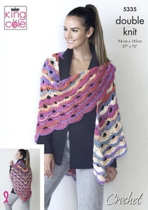King Cole DK Crochet Pattern Virus Shawl 5335 - Picture 1 of 3