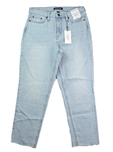 Pantalones de mezclilla Calvin Klein para mujer talla 4 27 x 27 tiro alto puños deshilachados azul claro - Imagen 1 de 5