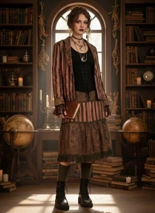 NUEVO CON ETIQUETAS Conjunto de Falda Blazer Solsticio Años 90 De Colección • Capricho Steampunk Boho Grunge - Imagen 1 de 24